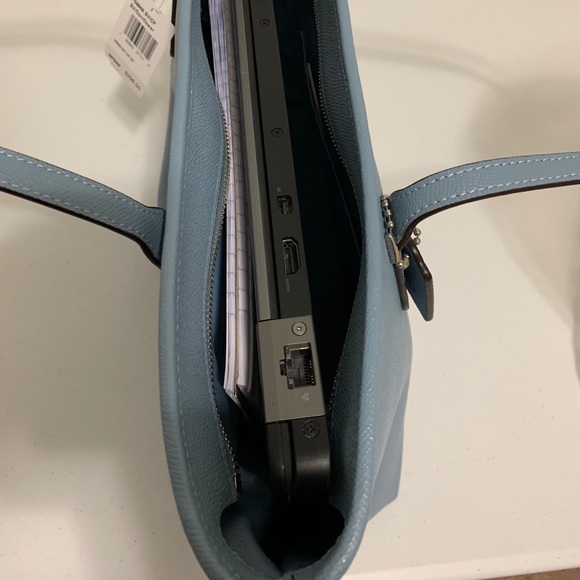 💕NWT! Coach Blue Leather Zip Tote - Picture 6 of 7